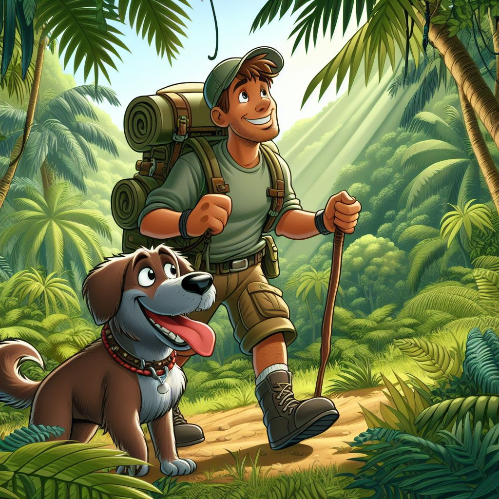 A cartoonish illustration of Arthur the King in the dense jungles.