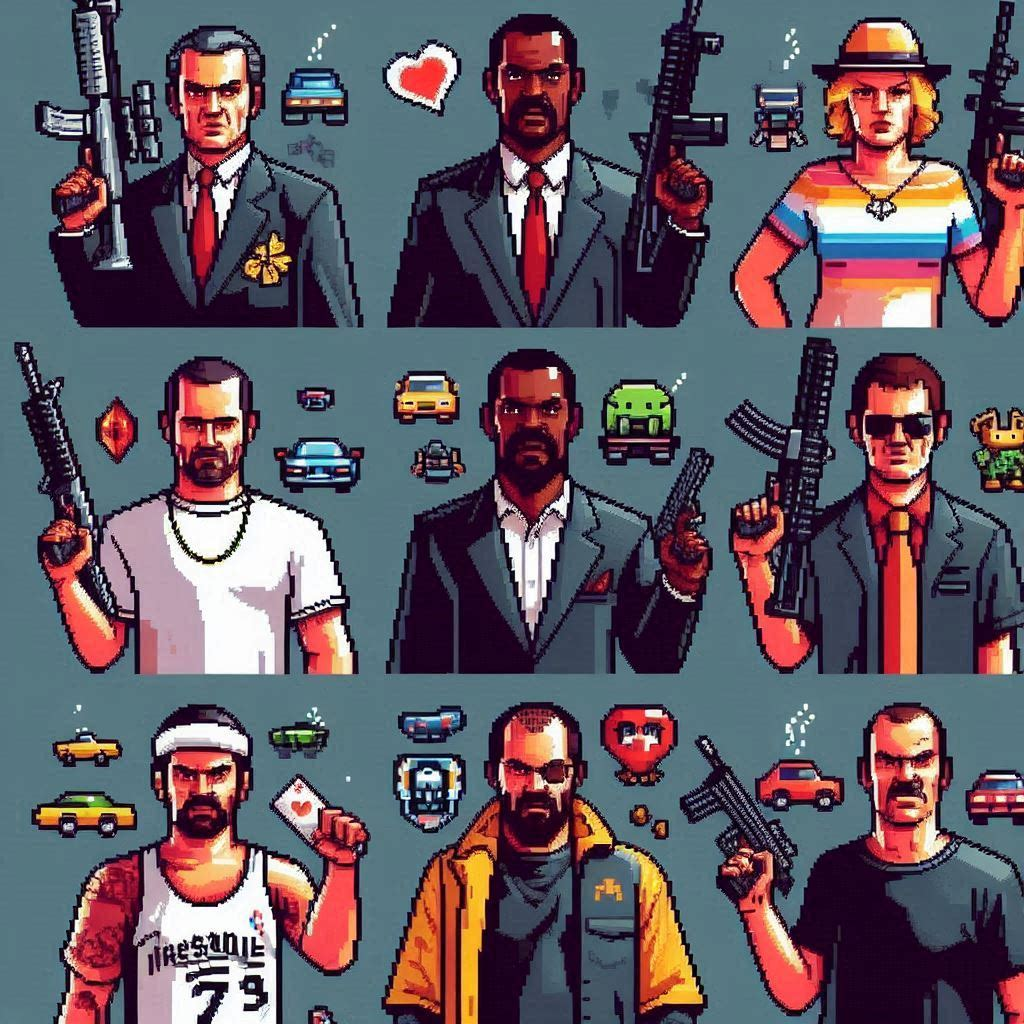 Colorful and vibrant cartoonish image of Grand Theft Auto